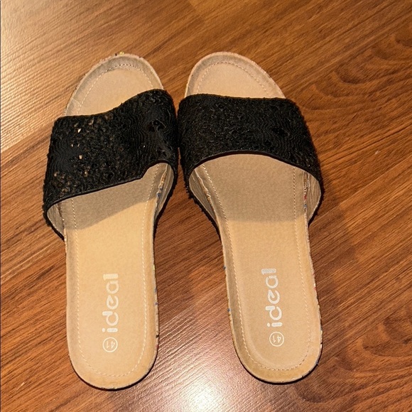 Black sparkling Sandals with Contoured Sole - Picture 3 of 7